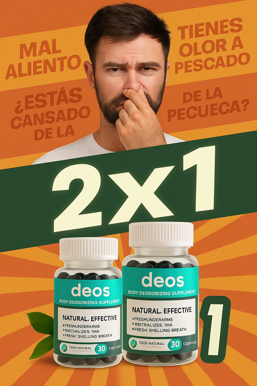 2x1 DEOS Cápsulas | Control Natural de Olores desde el Interior