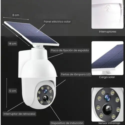 Cámara Solar 4G SIM CARD Exteriores, Sin Wifi
