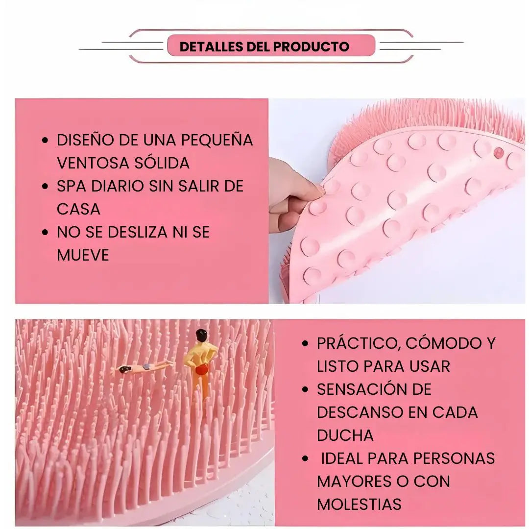 Fregador de pies y espalda para ducha, cojín de masaje 2x1