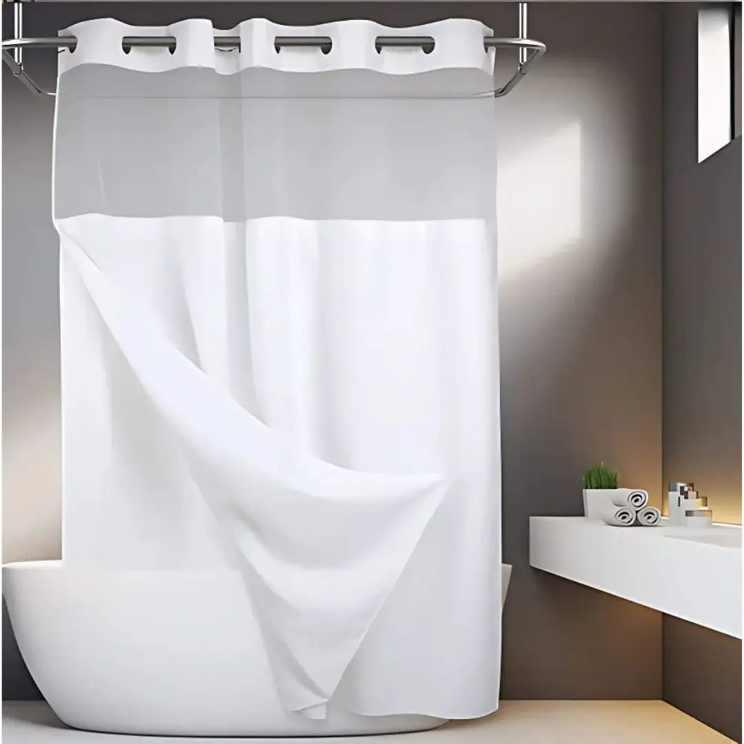 Cortina de ducha sin ganchos y con forro a presión