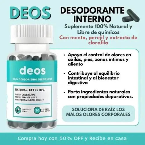 2x1 DEOS Cápsulas | Control Natural de Olores desde el Interior