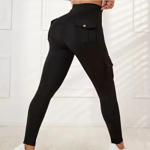 Leggings con cintura en V y Bolsillos Traseros