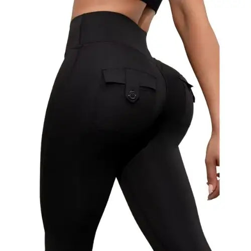 Leggings con cintura en V y Bolsillos Traseros