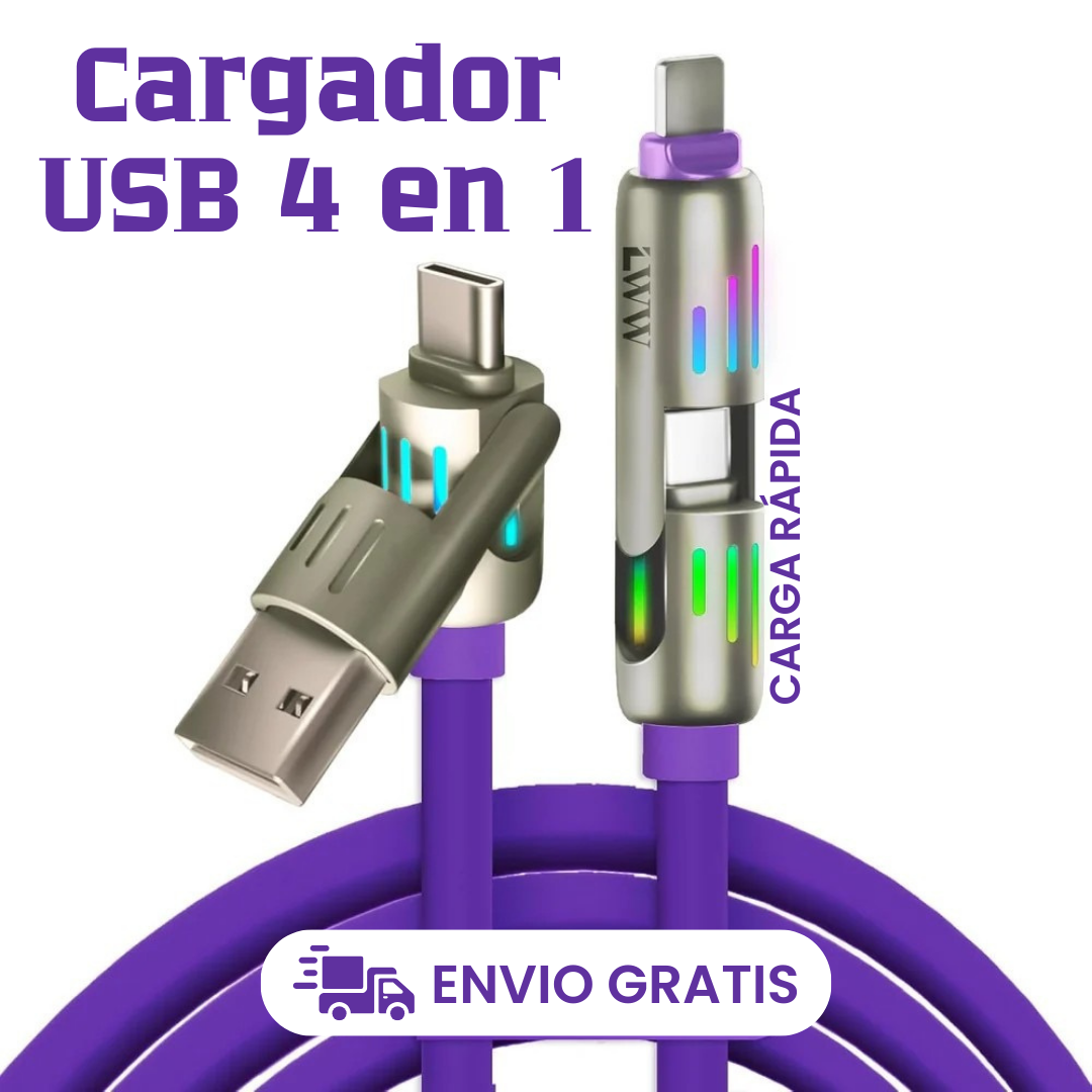 CARGADOR USB 4 EN 1 CARGA RAPIDA