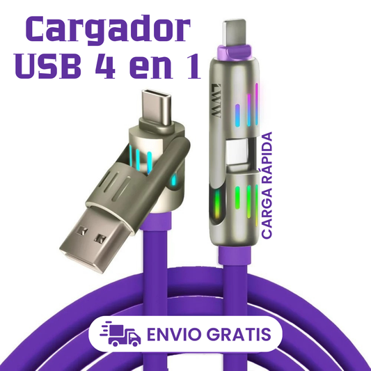 CARGADOR USB 4 EN 1 CARGA RAPIDA