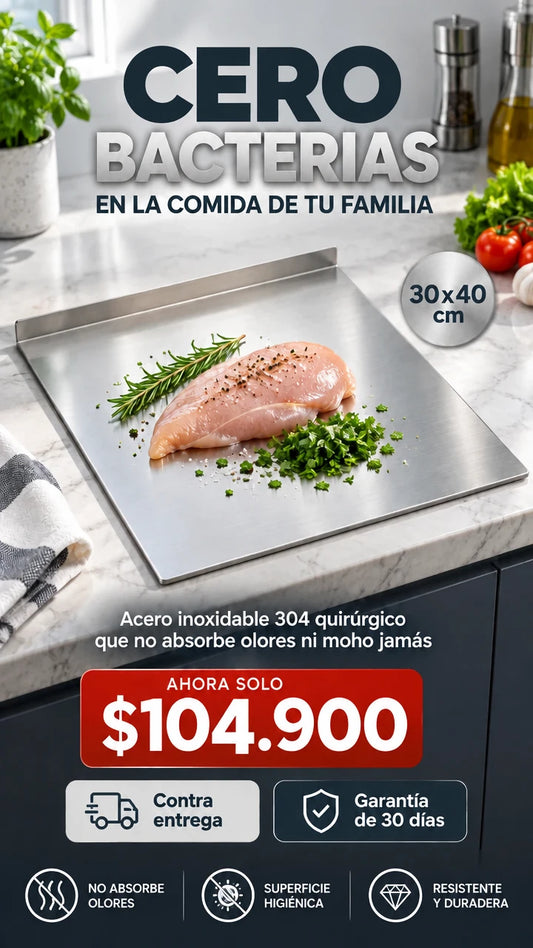 Tabla De Picar Acero Inox 30x40 Cm
