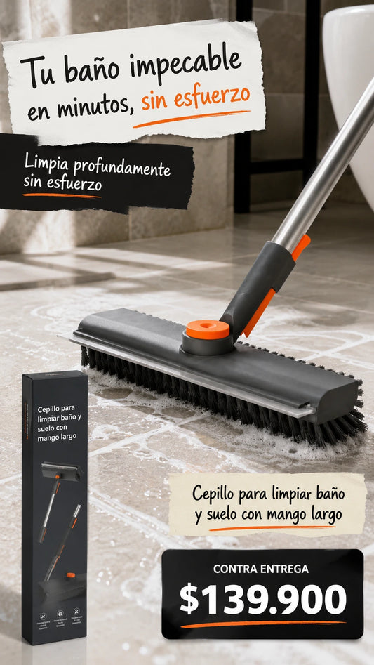 Cepillo para baño y suelo con mango largo