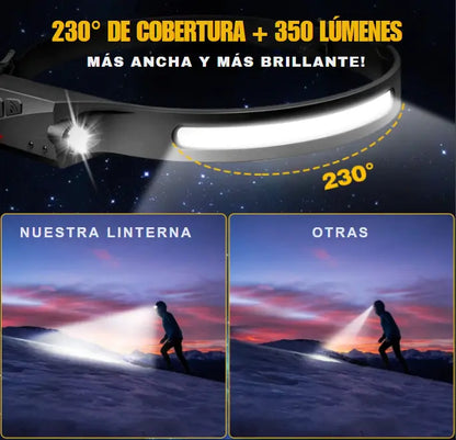 LuzFrontal Pro 230° - Linterna LED Manos Libres