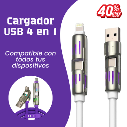 CARGADOR USB 4 EN 1 CARGA RAPIDA