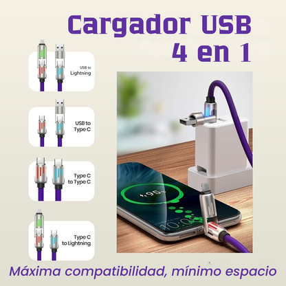 CARGADOR USB 4 EN 1 CARGA RAPIDA
