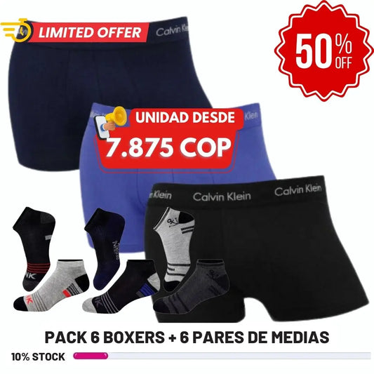 Combo Premium-  Más por Menos 6 Boxers y 6 Pares Medias