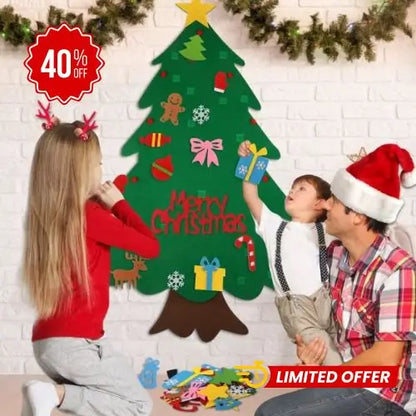 Árbol navideño de fieltro con luces LED – 32 piezas decorativas