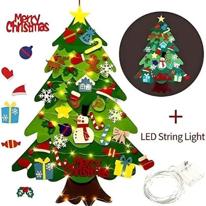 Árbol navideño de fieltro con luces LED – 32 piezas decorativas