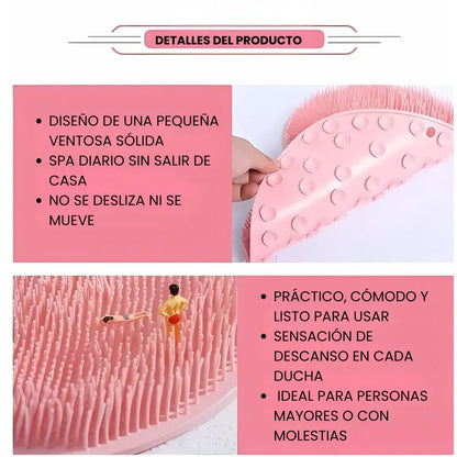 Fregador de pies y espalda para ducha, cojín de masaje 2x1