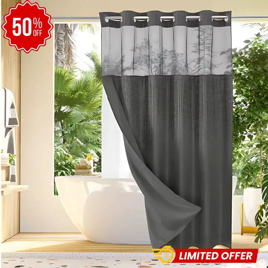 Cortina de ducha sin ganchos y con forro a presión