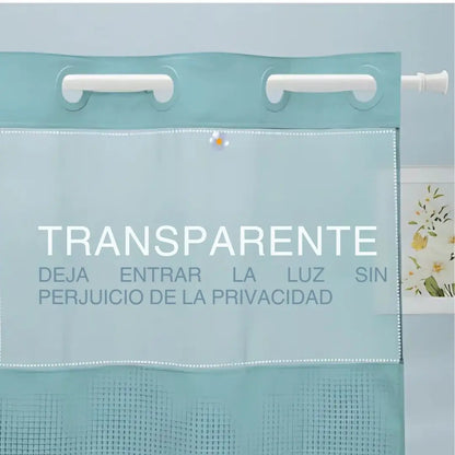 Cortina de ducha sin ganchos y con forro a presión