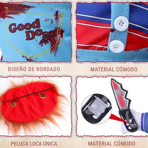 Estilo Pawlloween - Disfraz de Chucky para Perritos