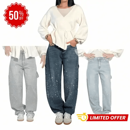 Glam Fit Jeans👖 - Con Brillo De Carpintero Con Globos👩‍🎤