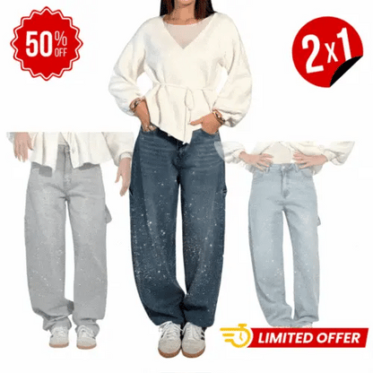 2x1 Glam Fit Jeans👖 - Con Brillo De Carpintero Con Globos👩‍🎤