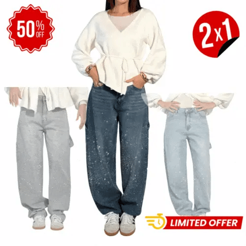 2x1 Glam Fit Jeans👖 - Con Brillo De Carpintero Con Globos👩‍🎤