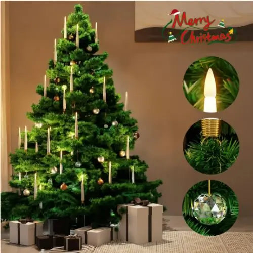 Kit con 10 Velas de cristal brillantes -  Árbol brillante para una Navidad Encendida