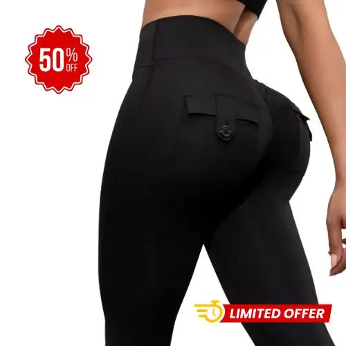 Leggings con cintura en V y Bolsillos Traseros