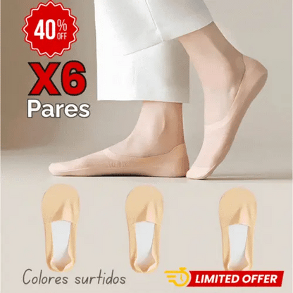 2x1 Combo Medias Invisibles Antideslizantes (6 Pares) - Suaves, Ligeras y Cómodas