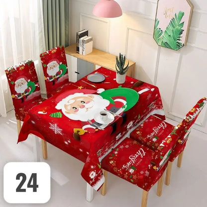 Set Navidad BrilloFest: 1 Mantel Lavable + 6 Forros Decorativos
