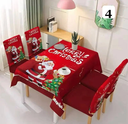 Set Navidad BrilloFest: 1 Mantel Lavable + 6 Forros Decorativos