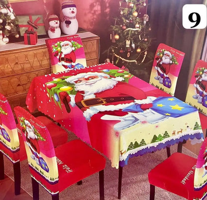 Set Navidad BrilloFest: 1 Mantel Lavable + 6 Forros Decorativos