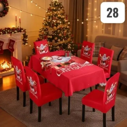 Set Navidad BrilloFest: 1 Mantel Lavable + 6 Forros Decorativos