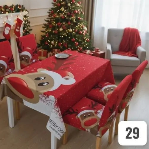 Set Navidad BrilloFest: 1 Mantel Lavable + 6 Forros Decorativos