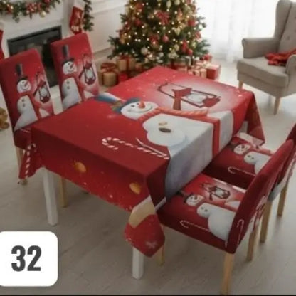 Set Navidad BrilloFest: 1 Mantel Lavable + 6 Forros Decorativos