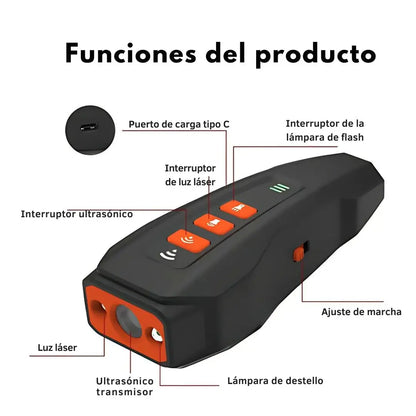 Nuevo Dispositivo Ultrasónico Antiladridos 3 en 1: Entrenamiento, Sónico y Láser, Recargable para Exteriores