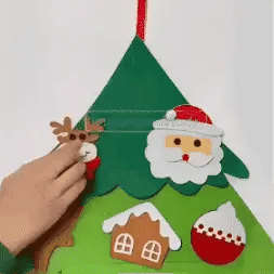 Árbol navideño de fieltro con luces LED – 32 piezas decorativas