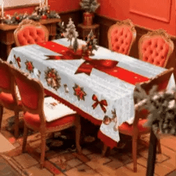 Set Navidad BrilloFest: 1 Mantel Lavable + 6 Forros Decorativos