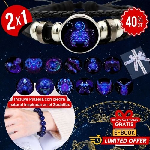 2X1 Pulsera Personalizada de tu Signo + Pulsera Piedra Natural Zodalita
